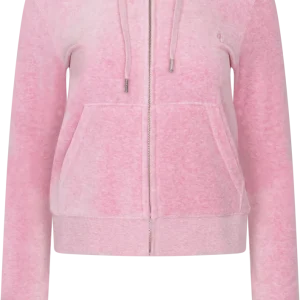 Robertson Classic Velour Zip Hoodie  – Pink Marl