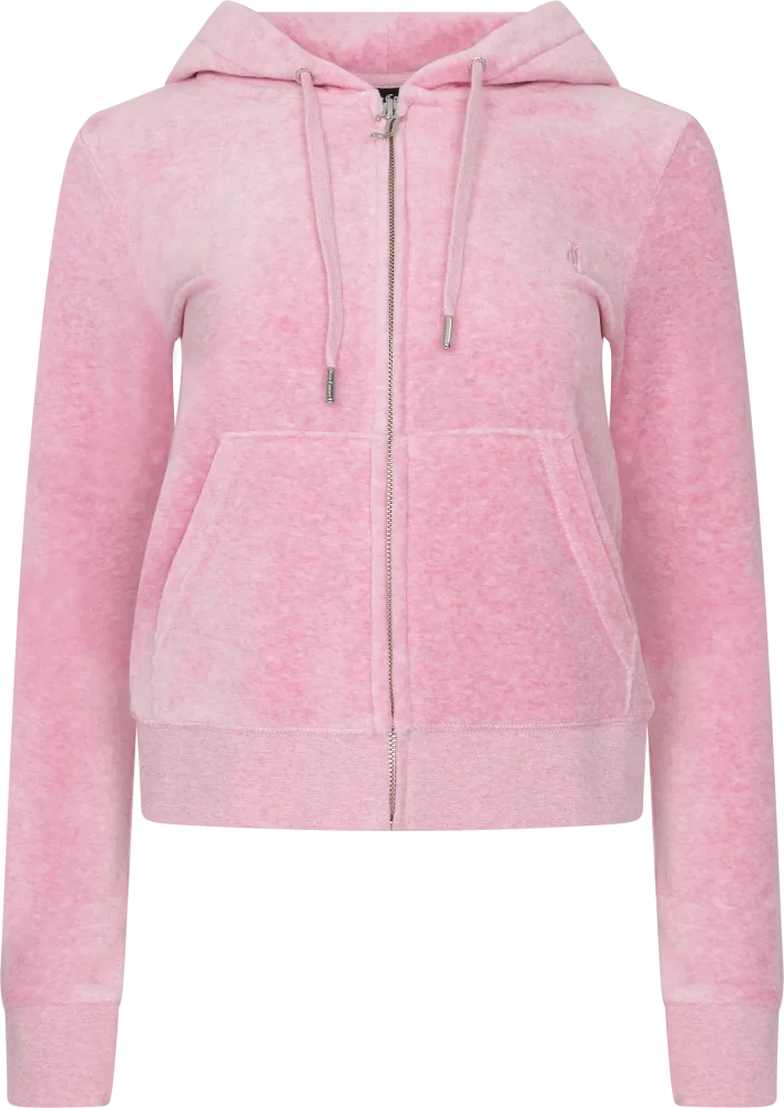 Robertson Classic Velour Zip Hoodie - Pink Marl