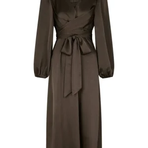 Rimini Heavy Sateen Dress – Dark Brown