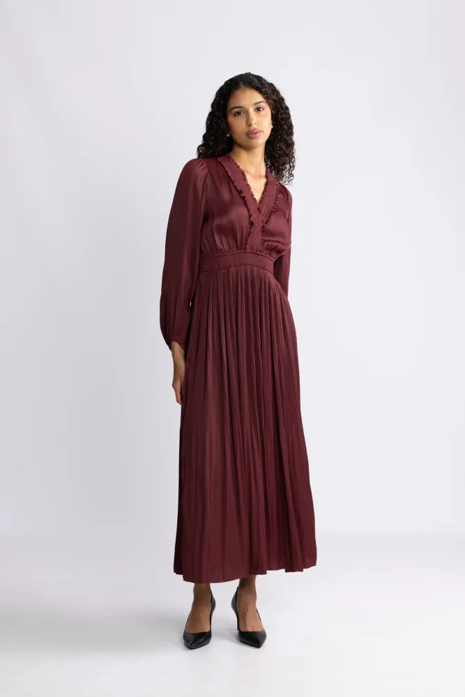 Alisson Solid Dress - Wine - Bilde 2