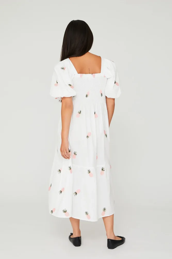 Cheri Fruit Dress - White/Pink - Bilde 3