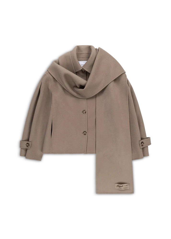 Dew Scarf Detailed Jacket - Stone