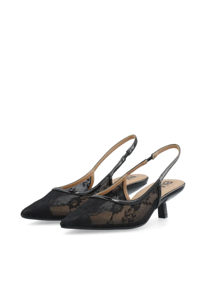 Biakristin Kitten Heel Slingback Mesh - Black Lace - Bilde 2