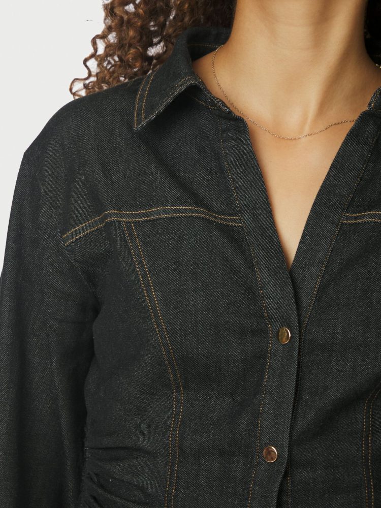 Rabia Denim Shirt - Black - Bilde 3
