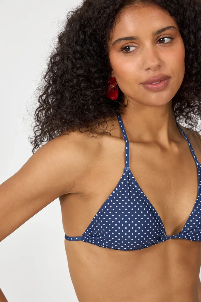 Polka Dot Bel Bikini Top - Navy Blue - Bilde 3