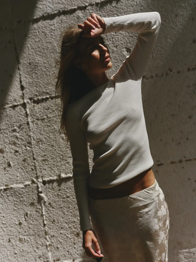Corine Knit Ls Top - Off White