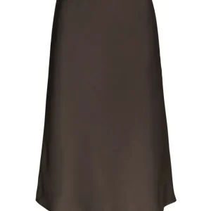 Mindie Heavy Sateen Skirt – Dark Brown