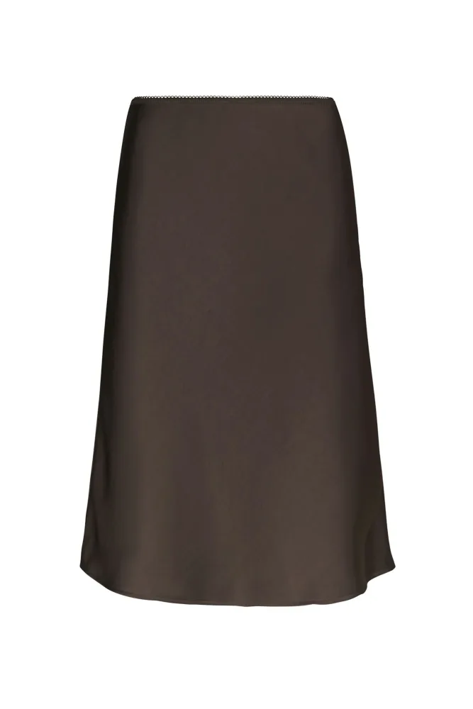 Mindie Heavy Sateen Skirt - Dark Brown