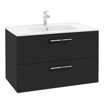 SERVANTSKAP RIVA AGNES MED TO SKUFFER 80CM SVART MATT