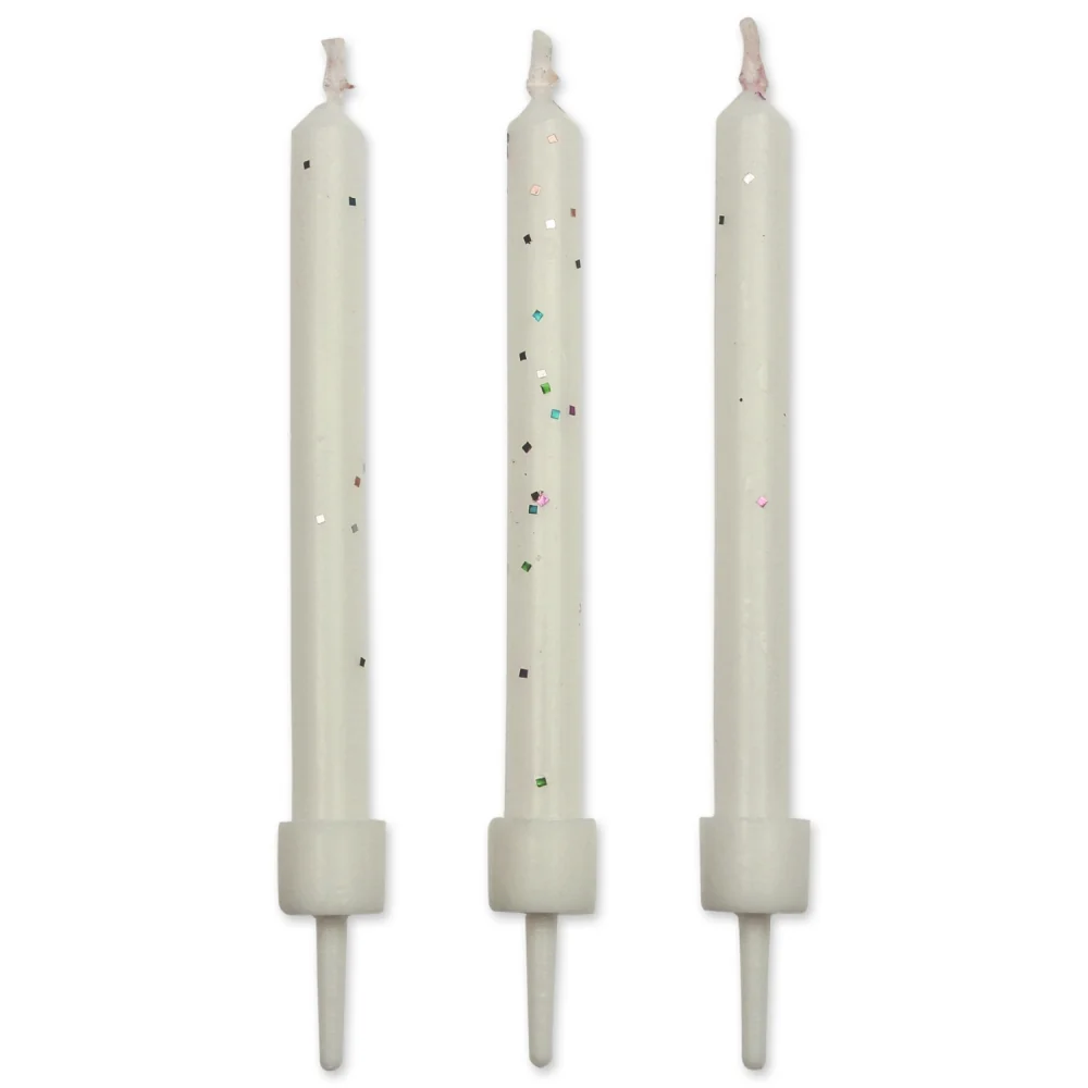 Kakelys hvit m/glitter, pk/10 Kakelys hvit m/glitter, pk/10