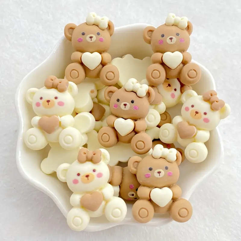 Charms – miniatyr – Teddybjørn bamse med sløyfe og hjerte 2stk Charms – miniatyr – Teddybjørn bamse med sløyfe og hjerte 2stk