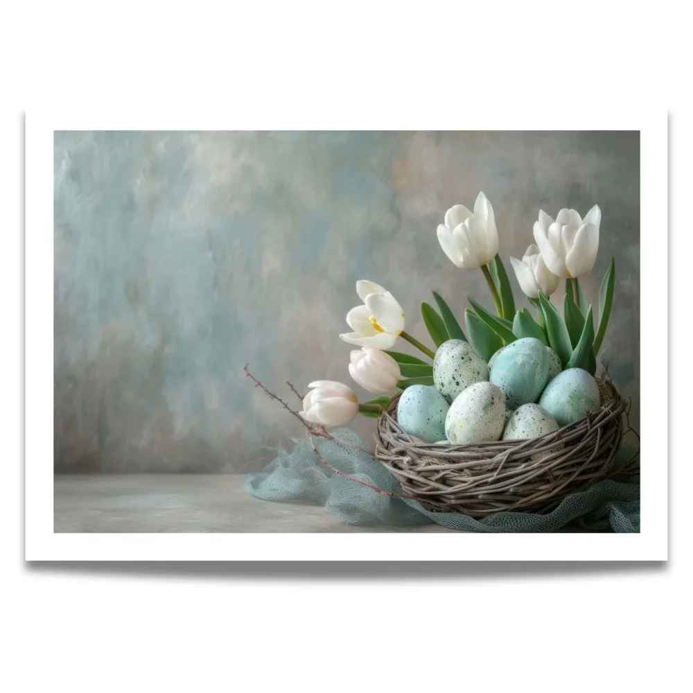HVITE TULIPANER OG PÅSKEEGG – PLAKAT HVITE TULIPANER OG PÅSKEEGG – PLAKAT