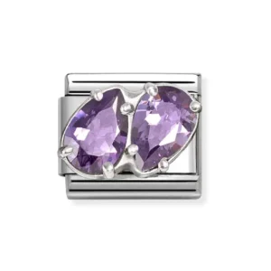 Nomination – Link CLASSIC cz and 925 sterling silver PURPLE DOUBLE DROPS