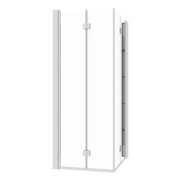 DUSJHJØRNE CAMARGUE VAL FOLDBAR MED HYLLE KROM/KLARGLASS 100x100CM