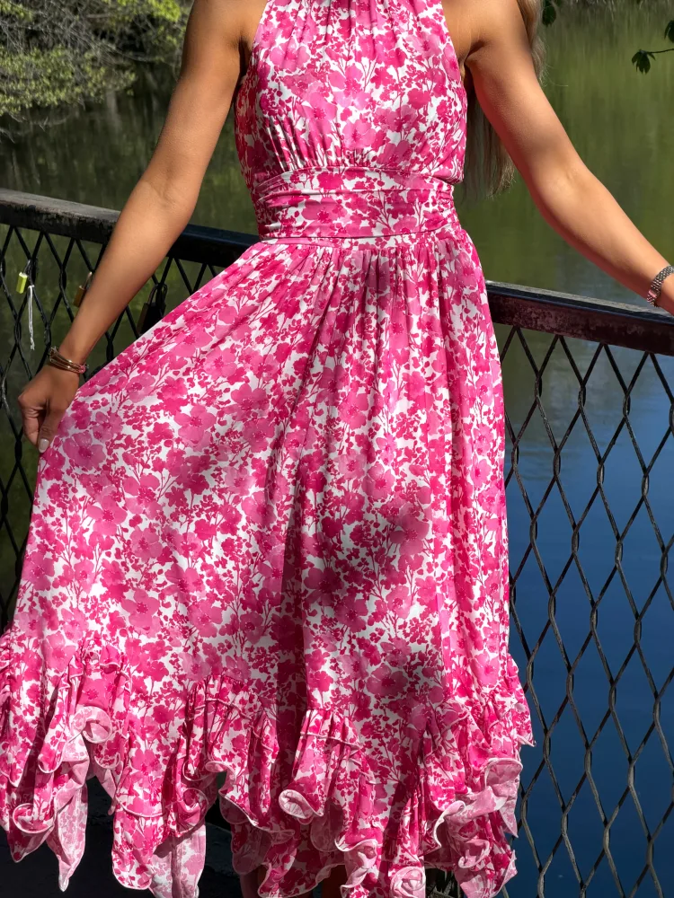 Harriet Chiffon Dress - Pink Print - Bilde 3