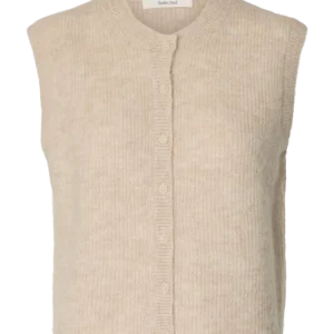 Lulu Sl Button O-Neck Vest – Birch Melange Lulu Sl Button O-Neck Vest – Birch Melange