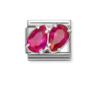 Nomination – Link CLASSIC cz and 925 sterling silver RED DOUBLE DROP