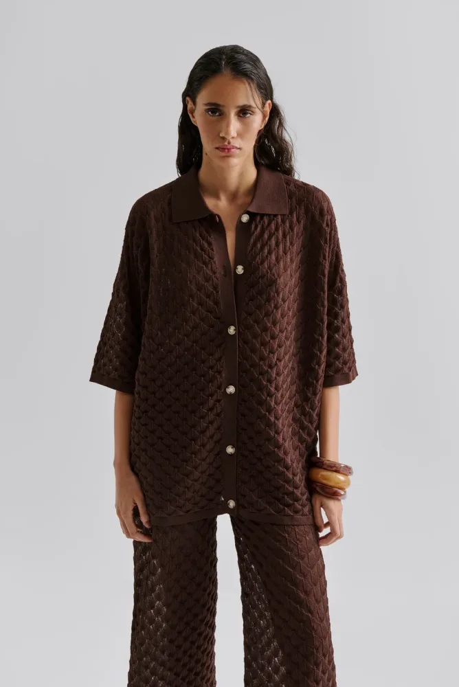 Moa Knitted Shirt - Chocolate - Bilde 3