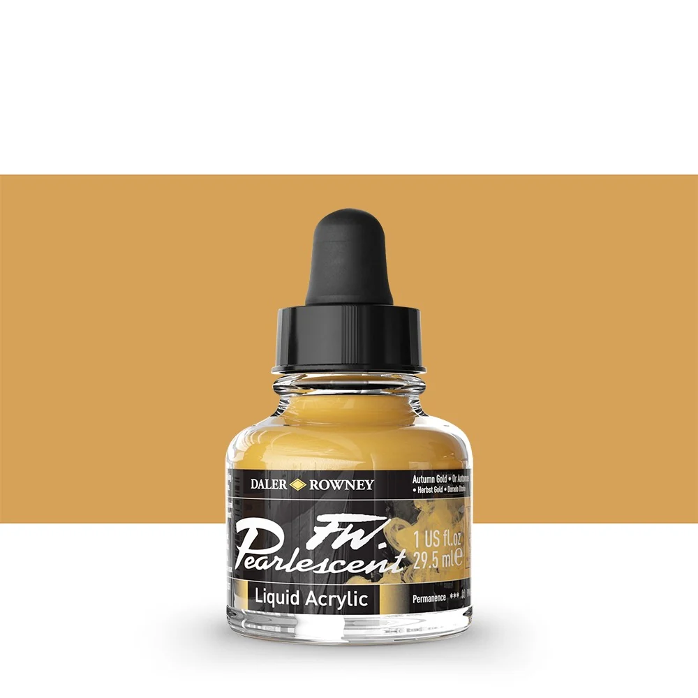 Daler Rowney - FW Pearlescent Ink 29,5ml - 126 Autumn Gold - Bilde 2