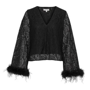 Peach Blouse – Black Lace