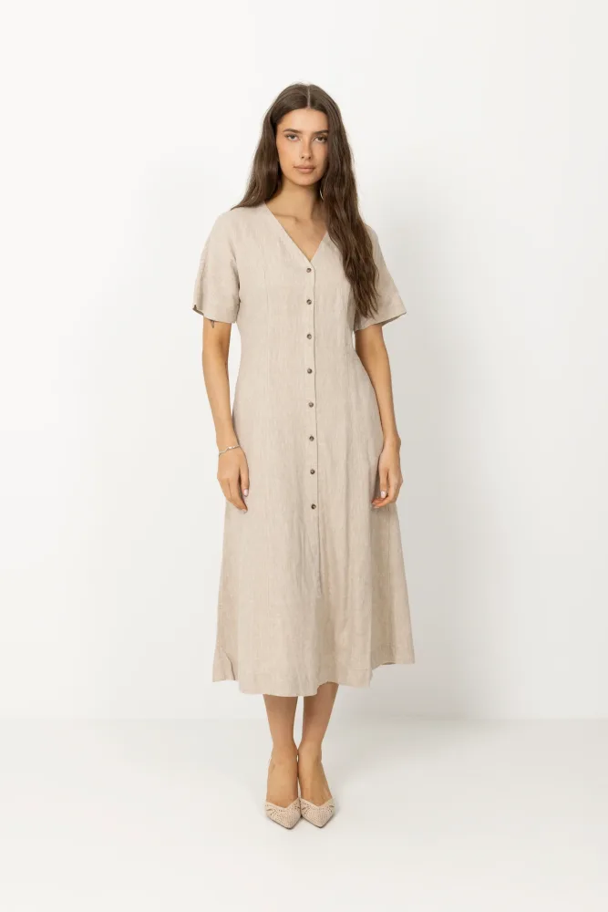 Viana Ginia 2/4 Dress - Sand Melange - Bilde 2