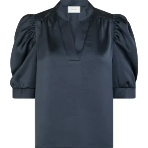 Roella Heavy Sateen Blouse – Midnight Blue