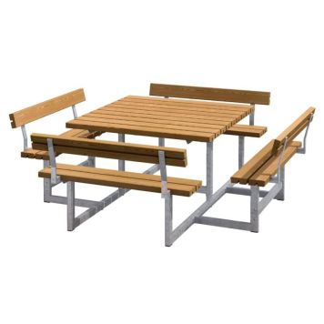 HAGEMØBEL PLUS BORD/BENKESETT MED RYGGSTØTTE 224X76CM TEAK HAGEMØBEL PLUS BORD/BENKESETT MED RYGGSTØTTE 224X76CM TEAK
