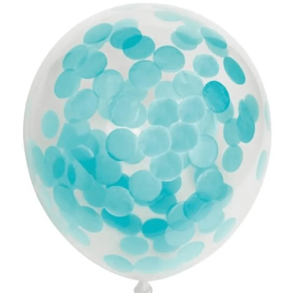 Konfettiballong, Baby Blue, 6 stk