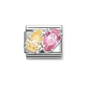 Nomination – Link CLASSIC cz and 925 sterling silver YELLOW-PINK DOUBLE DROPS