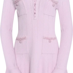 Pearl Trim Knit Mini Dress – Pink
