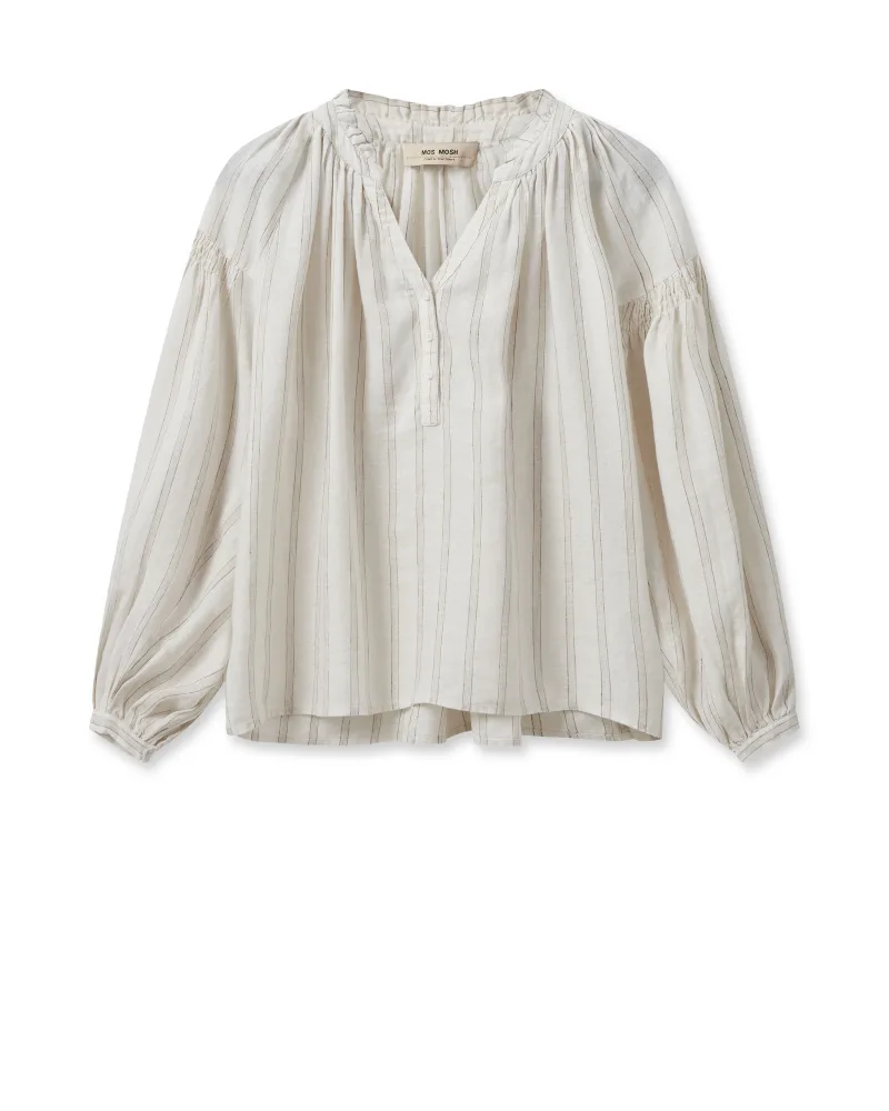 Safi Striped Linen Shirt - Ecru