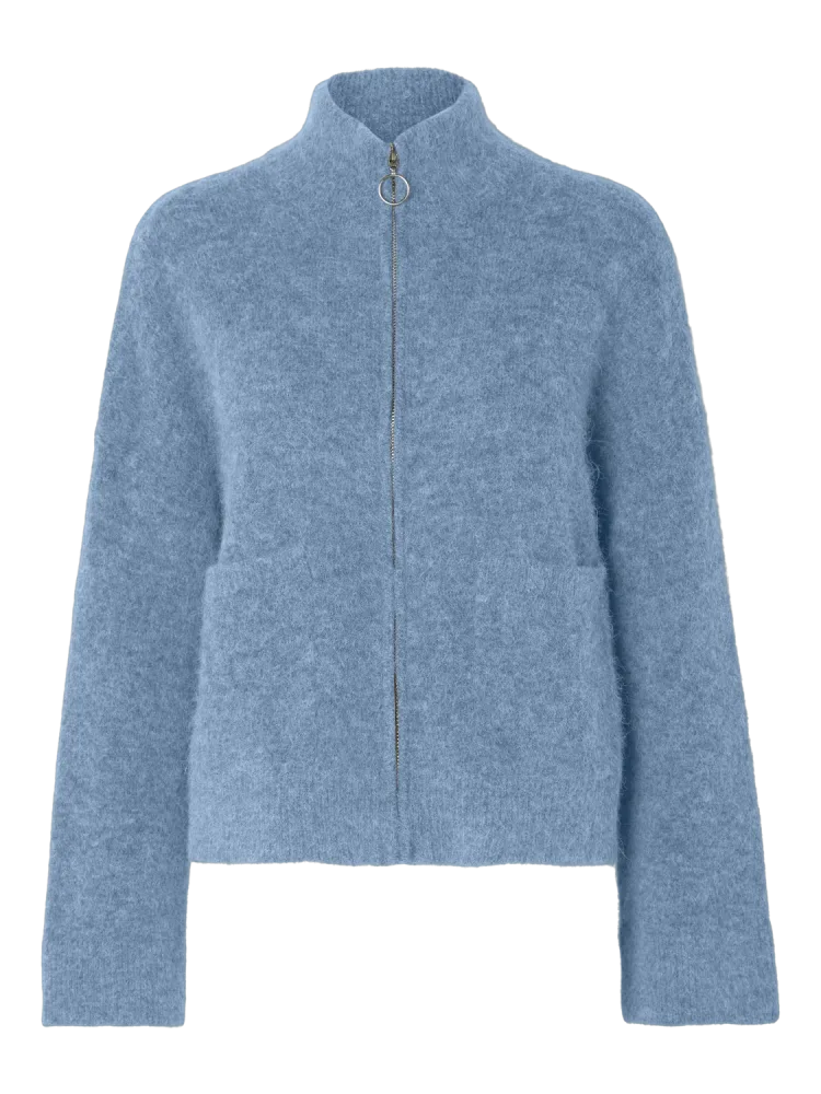 Sia Ras Ls Knit Zipper Cardigan - Endless Sky Melange