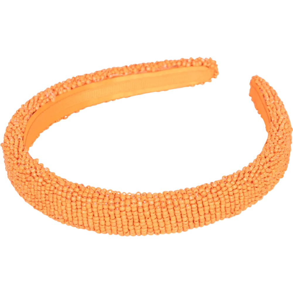 Solid Slim Beaded Hairbrace – Persimmon Orange Solid Slim Beaded Hairbrace – Persimmon Orange