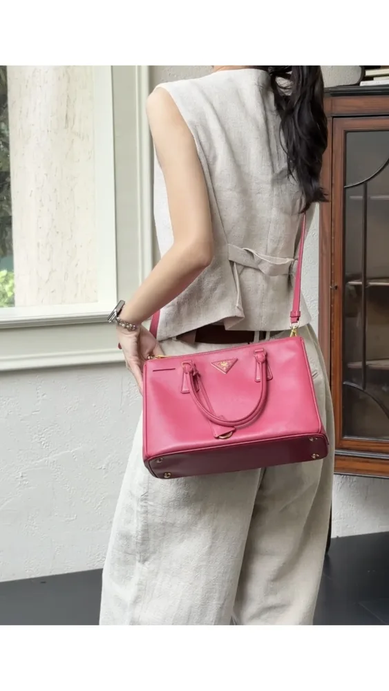 Prada Galleria Double Zip Saffiano Lux Tote - Pink - Bilde 2