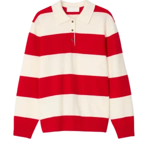 Estate Pique Sweater – Red Macadamia Stripe