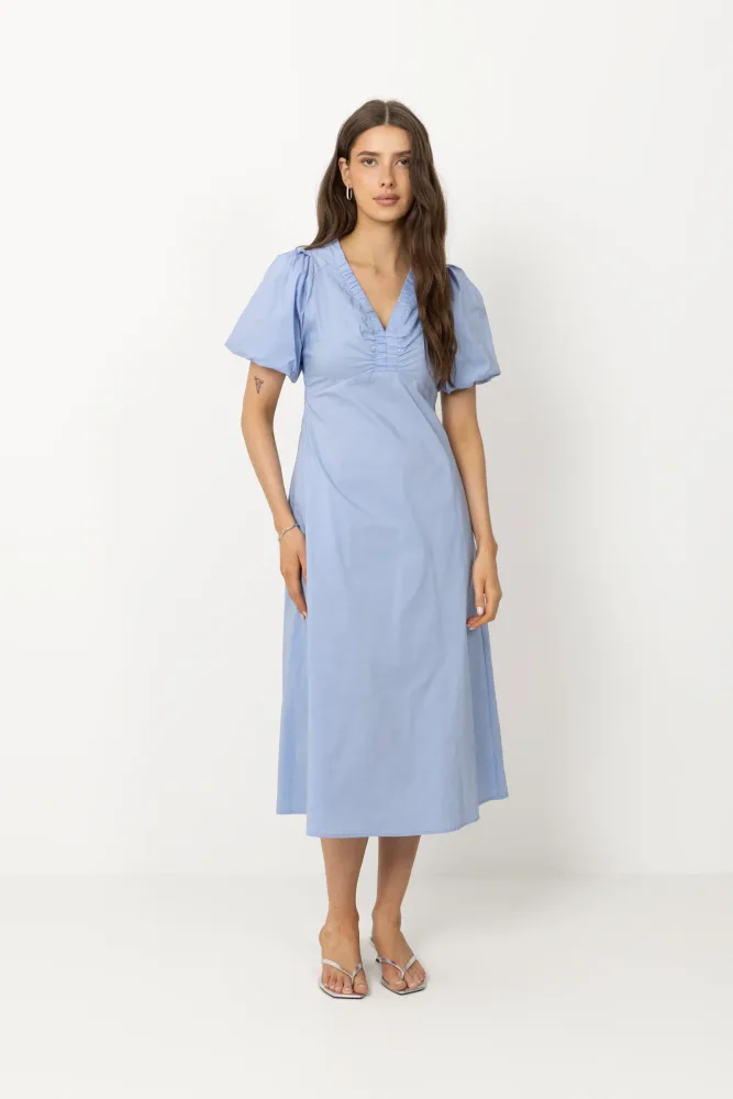 Illana Poplin Dress - Sky Blue - Bilde 2