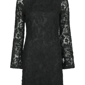 Luni Mesh Flower Dress – Black