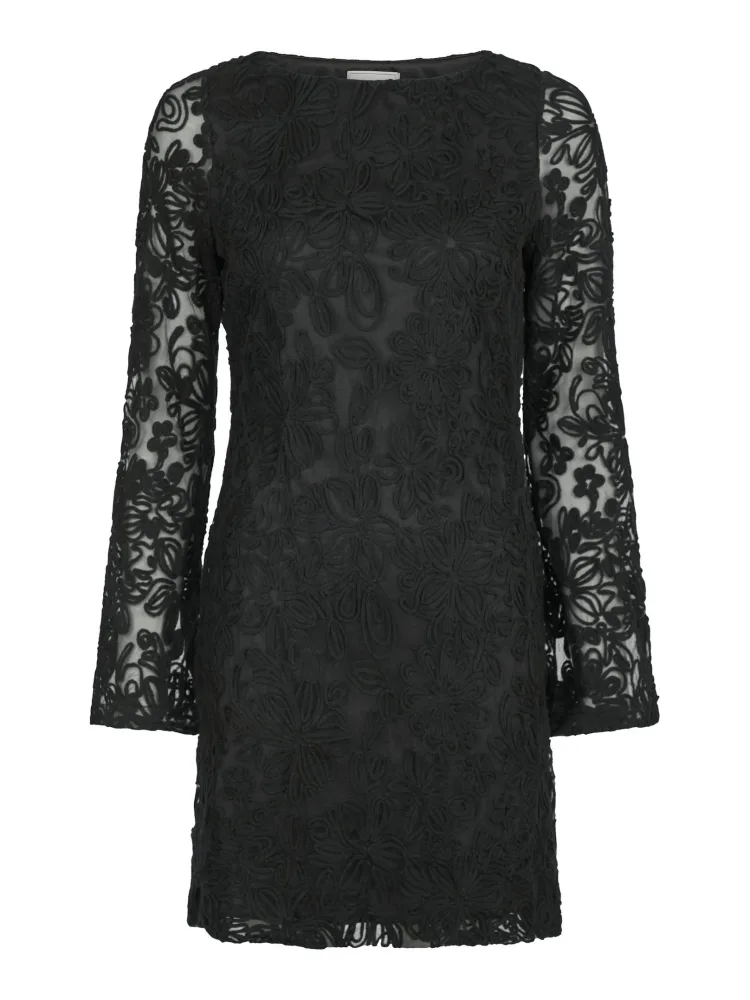 Luni Mesh Flower Dress - Black