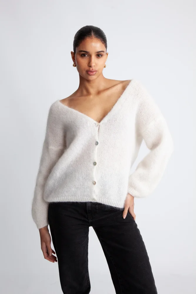 Cornelia Ls Cardigan - White - Bilde 3