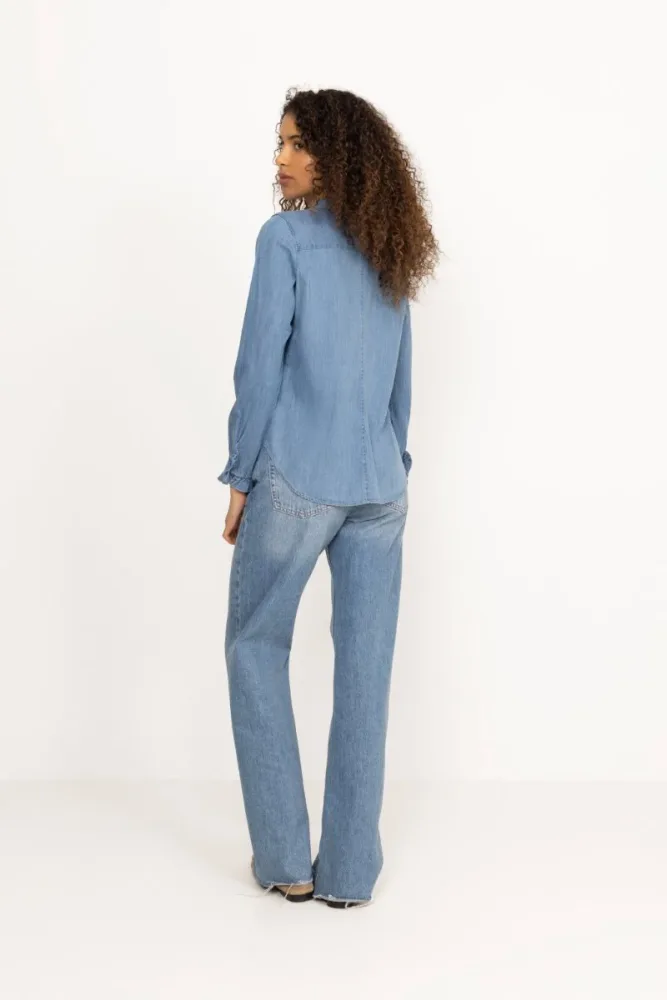 Mattie Flip Denim Shirt - Mid Blue - Bilde 2