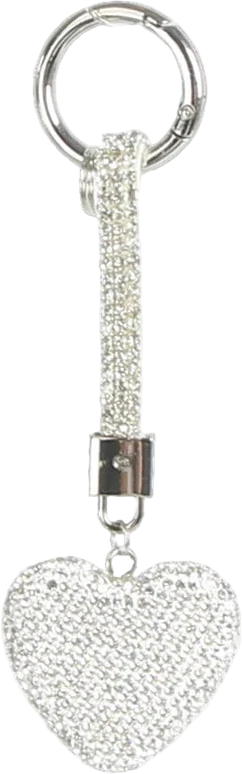 Rhinestone Heart Charm - Clear Silver - Bilde 3