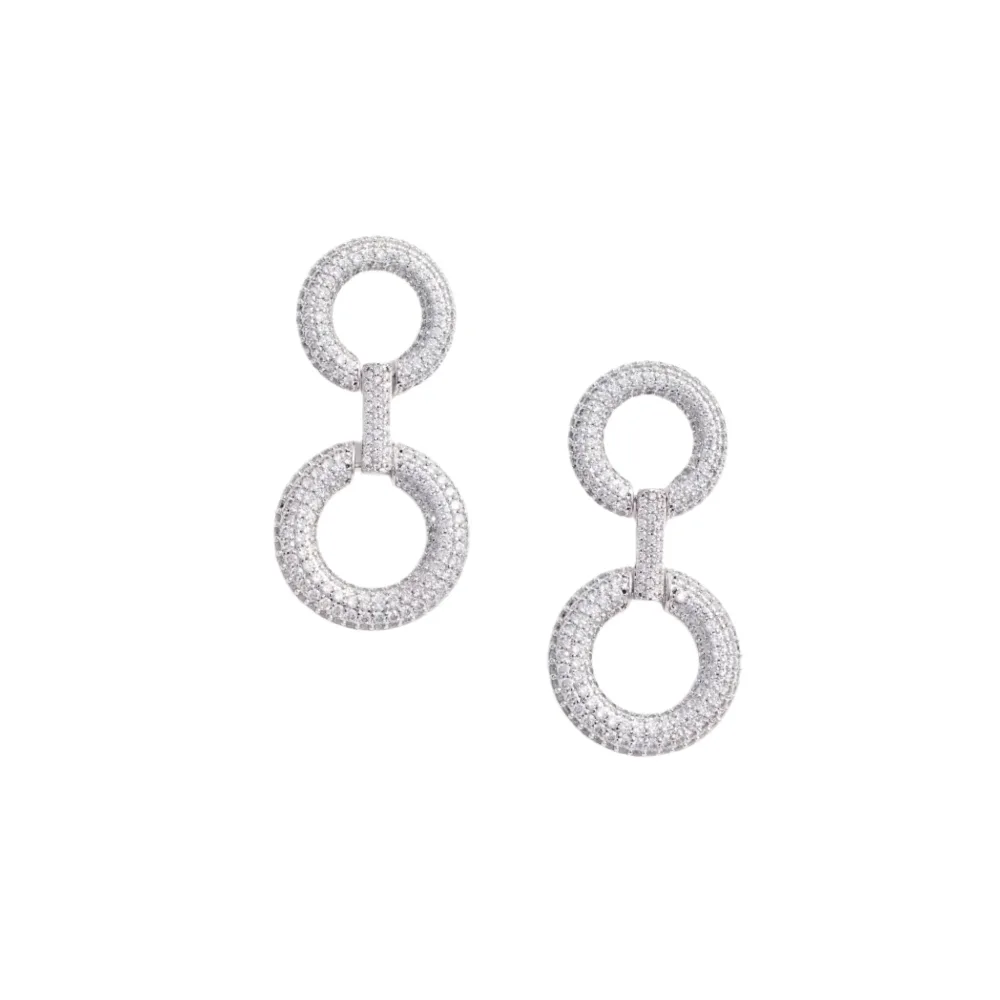 Crystal Link Two Tiered Earrings – Silver Crystal Link Two Tiered Earrings – Silver