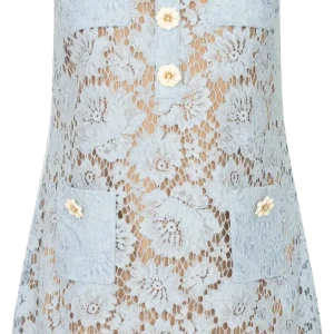 Fine Lace Mini Dress – Blue