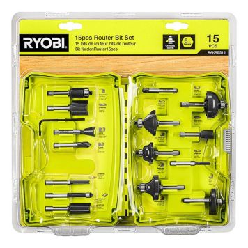 FRESESTÅLSETT RYOBI RAKRBS15 15 DELER FRESESTÅLSETT RYOBI RAKRBS15 15 DELER