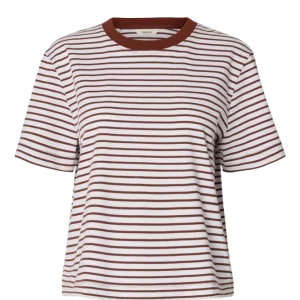 Essential Ss Striped Boxy Tee – Cherry Mahogany Bright White