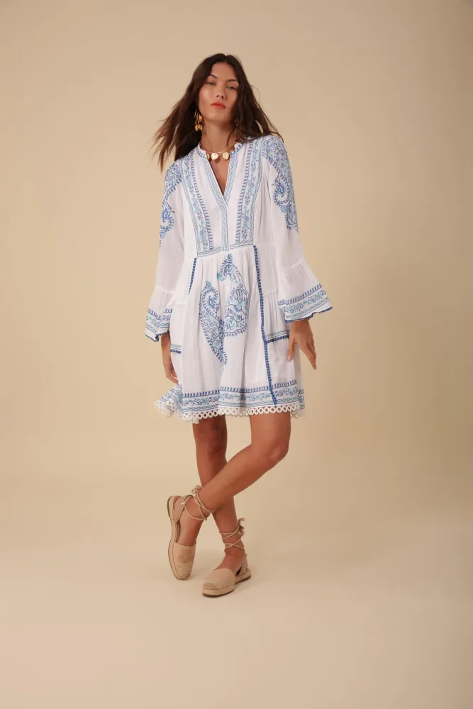 Isabel Dress Embrodery - Blue - Bilde 2