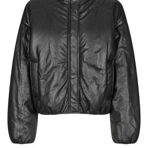 Harlow Leather Bomber Jacket – Black