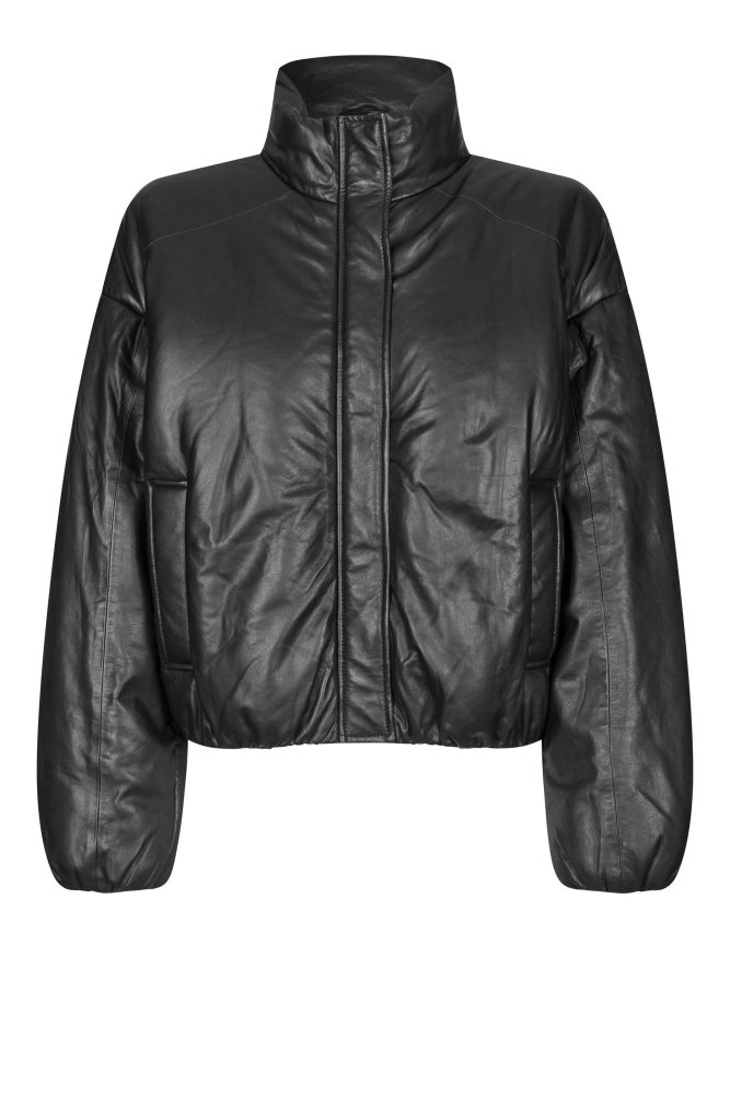 Harlow Leather Bomber Jacket - Black