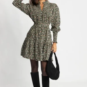 Evina Cord Print Dress – Green