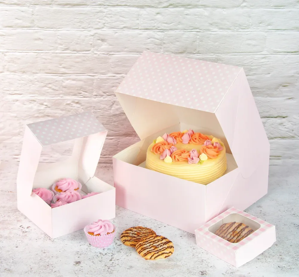 Små firkantede gaveesker - Rosa gingham - pk/3 - Bilde 2